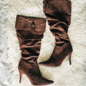 PIERRE DUMAS Women's 9 Brown Suede Slouch Boots